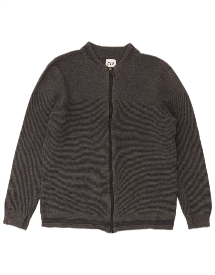 Zara Boys Cardigan Sweater 11-12 Years Medium Grey Cotton