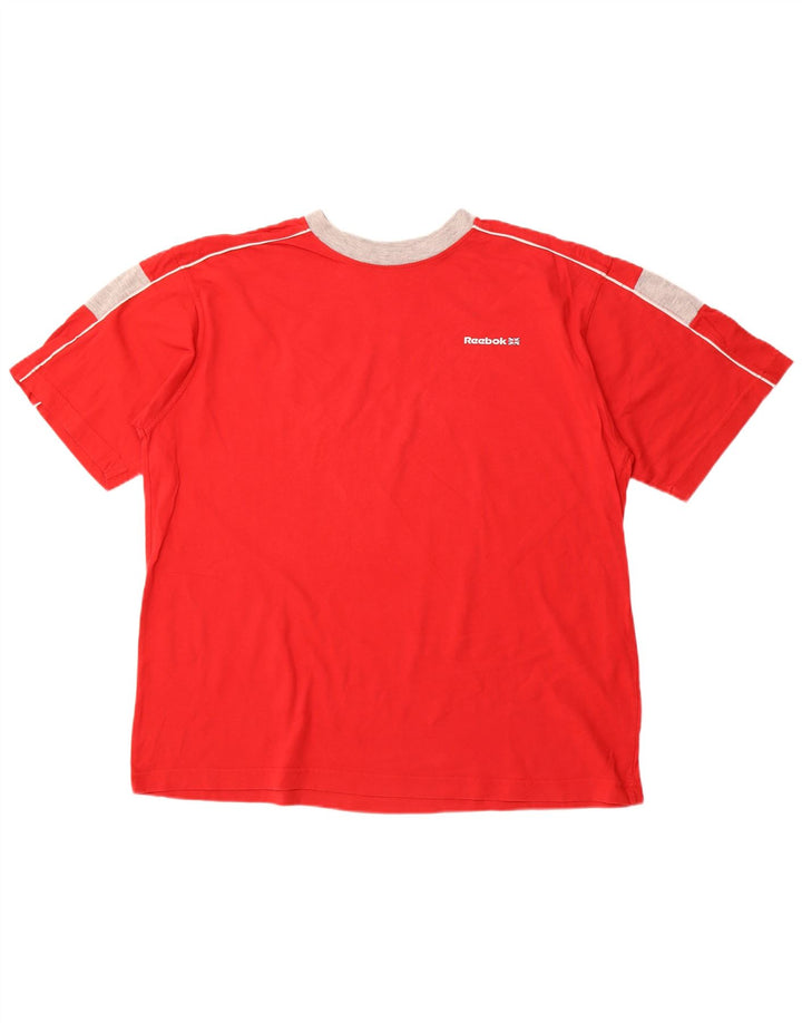 REEBOK Mens T-Shirt Top XL Red Colourblock Cotton