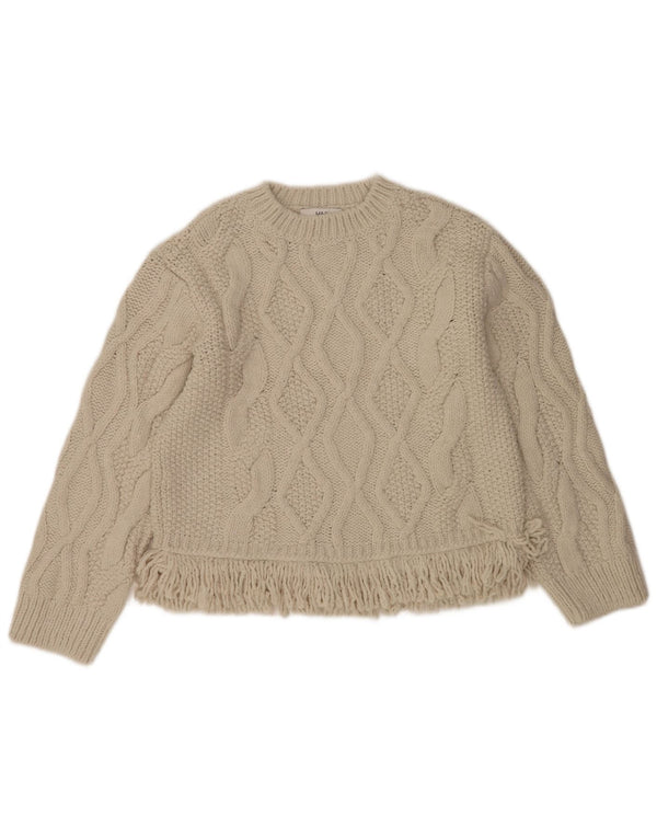 Marks & Spencer Womens Oversized Boat Neck Jumper Sweater UK 10 Small Beige