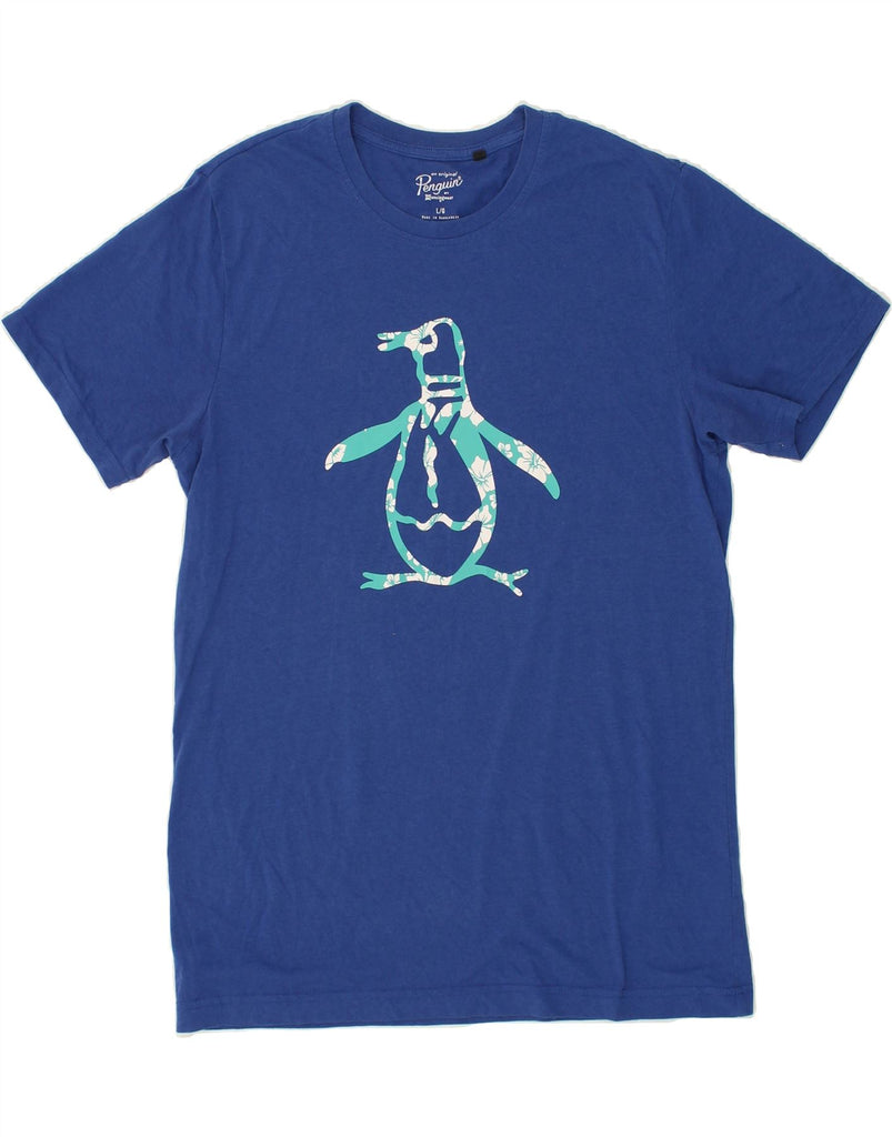 PENGUIN Mens Slim Graphic T-Shirt Top Large Blue Cotton | Vintage Penguin | Thrift | Second-Hand Penguin | Used Clothing | Messina Hembry 