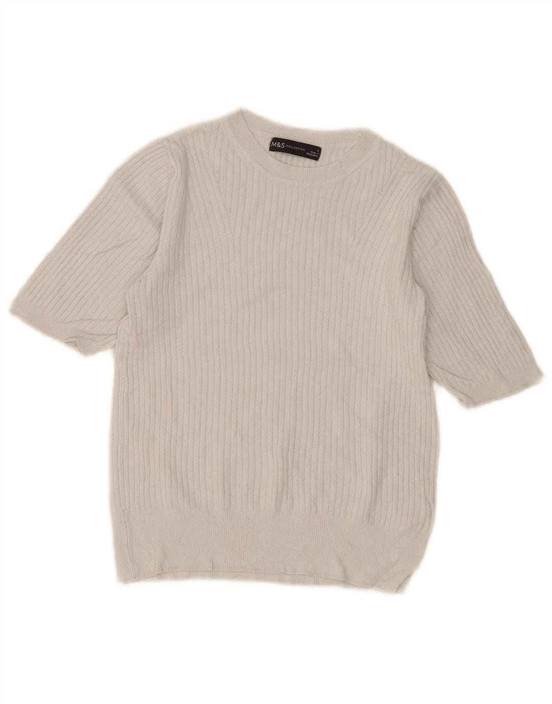 Marks & Spencer Womens Boat Neck Jumper Sweater UK 8 Small White