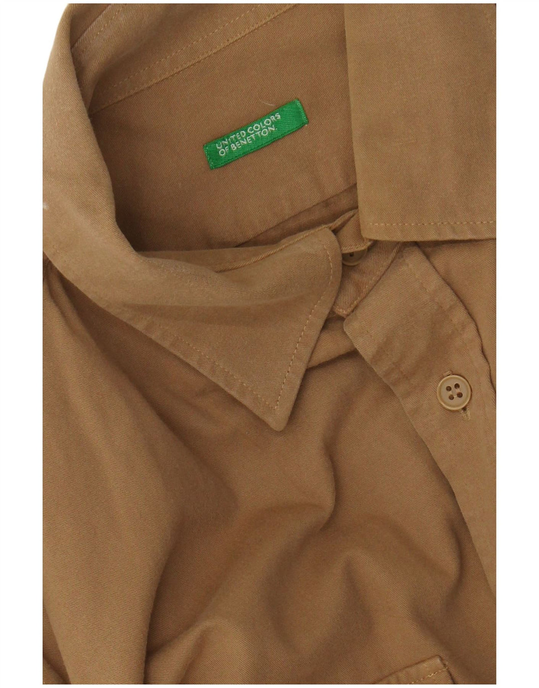 BENETTON Mens Military Flannel Shirt Medium Beige