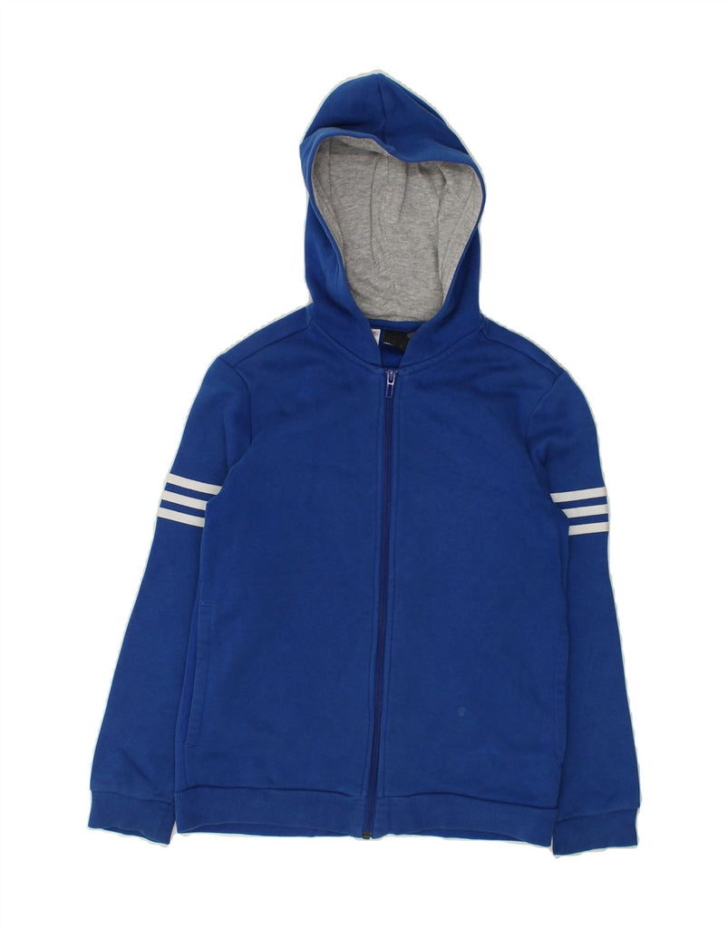 ADIDAS Boys Graphic Zip Hoodie Sweater 11-12 Years Navy Blue Cotton | Vintage Adidas | Thrift | Second-Hand Adidas | Used Clothing | Messina Hembry 