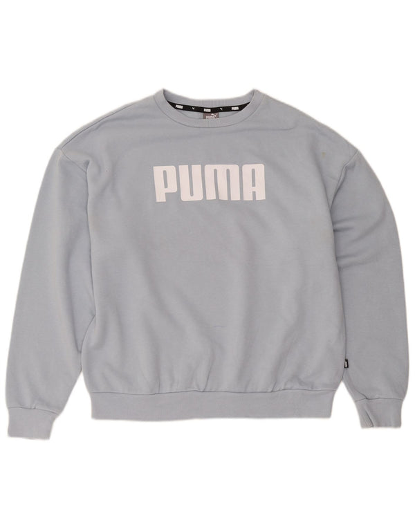 Puma Womens Graphic Relaxed Fit Sweatshirt Jumper UK 14 Large Blue Cotton
