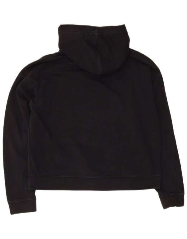 Jack Wills Womens Graphic Oversized Hoodie Jumper UK 10 Small Black Cotton