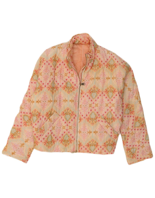 Vintage Womens Bomber Oversized Padded Jacket UK 14 Medium Pink Paisley