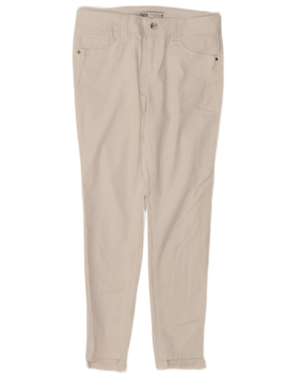 Zara Womens Skinny Casual Trousers EU 40 Medium W30 L27 White Cotton