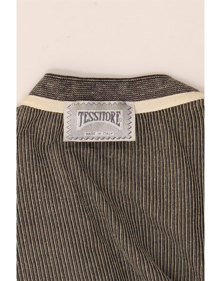 Tessitore Mens T-Shirt Top Large Grey Pinstripe