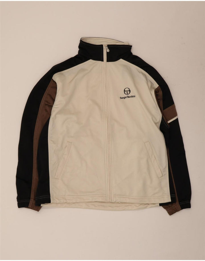 Sergio Tacchini Mens Tracksuit Top Jacket Large White Colourblock Polyester