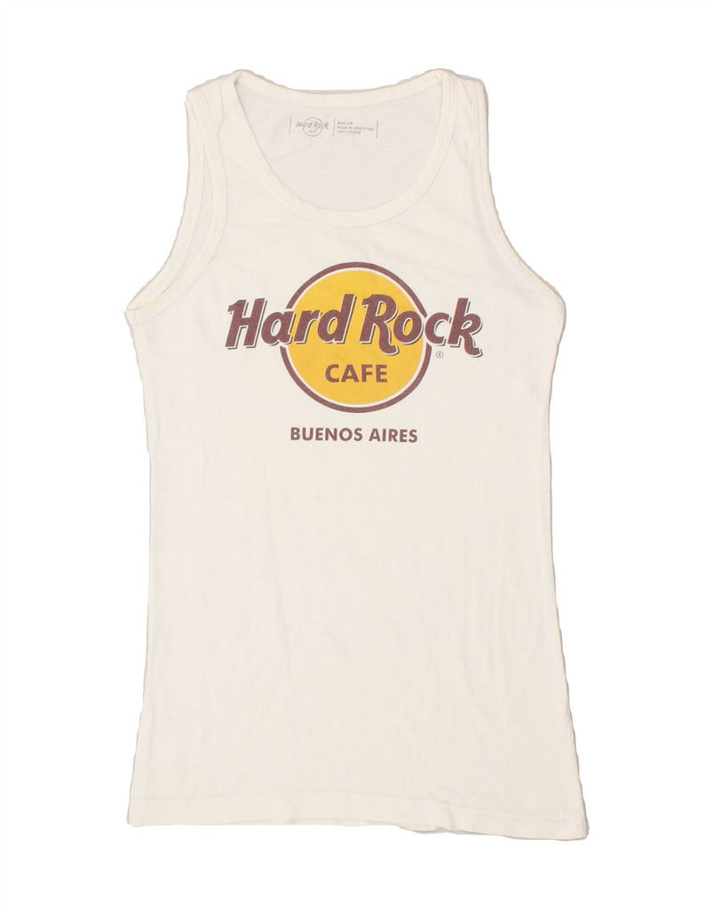 HARD ROCK CAFE Womens Buenos Aires Graphic Vest Top UK 12 Medium White Vintage Hard Rock Cafe and Second-Hand Hard Rock Cafe from Messina Hembry 