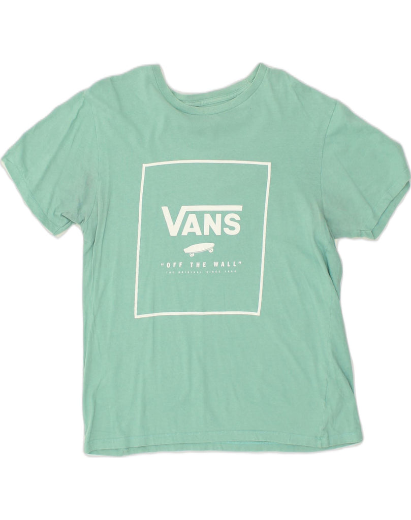 VANS Womens Slim Fit Graphic T-Shirt Top UK 16 Medium Green Cotton | Vintage Vans | Thrift | Second-Hand Vans | Used Clothing | Messina Hembry 