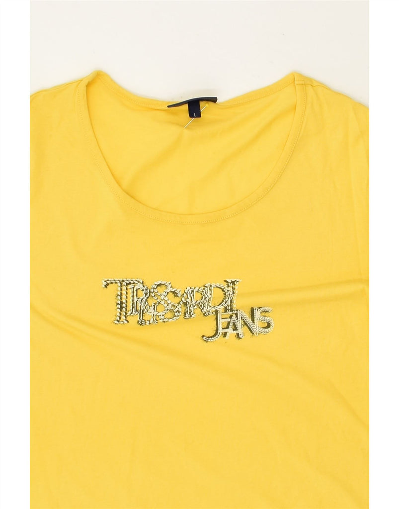 TRUSSARDI JEANS Girls Graphic T-Shirt Top 13-14 Years Large Yellow | Vintage Trussardi Jeans | Thrift | Second-Hand Trussardi Jeans | Used Clothing | Messina Hembry 