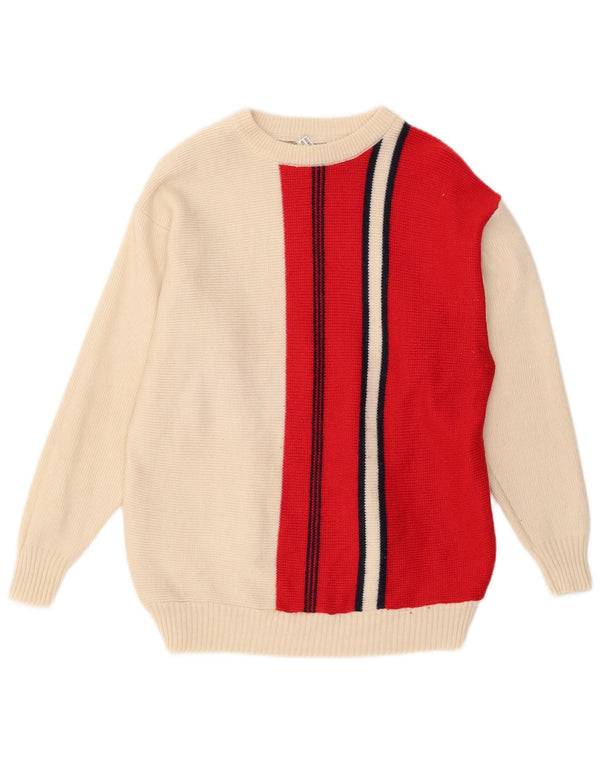 Vintage Womens Boat Neck Jumper Sweater IT 52 2XL White Colourblock Wool