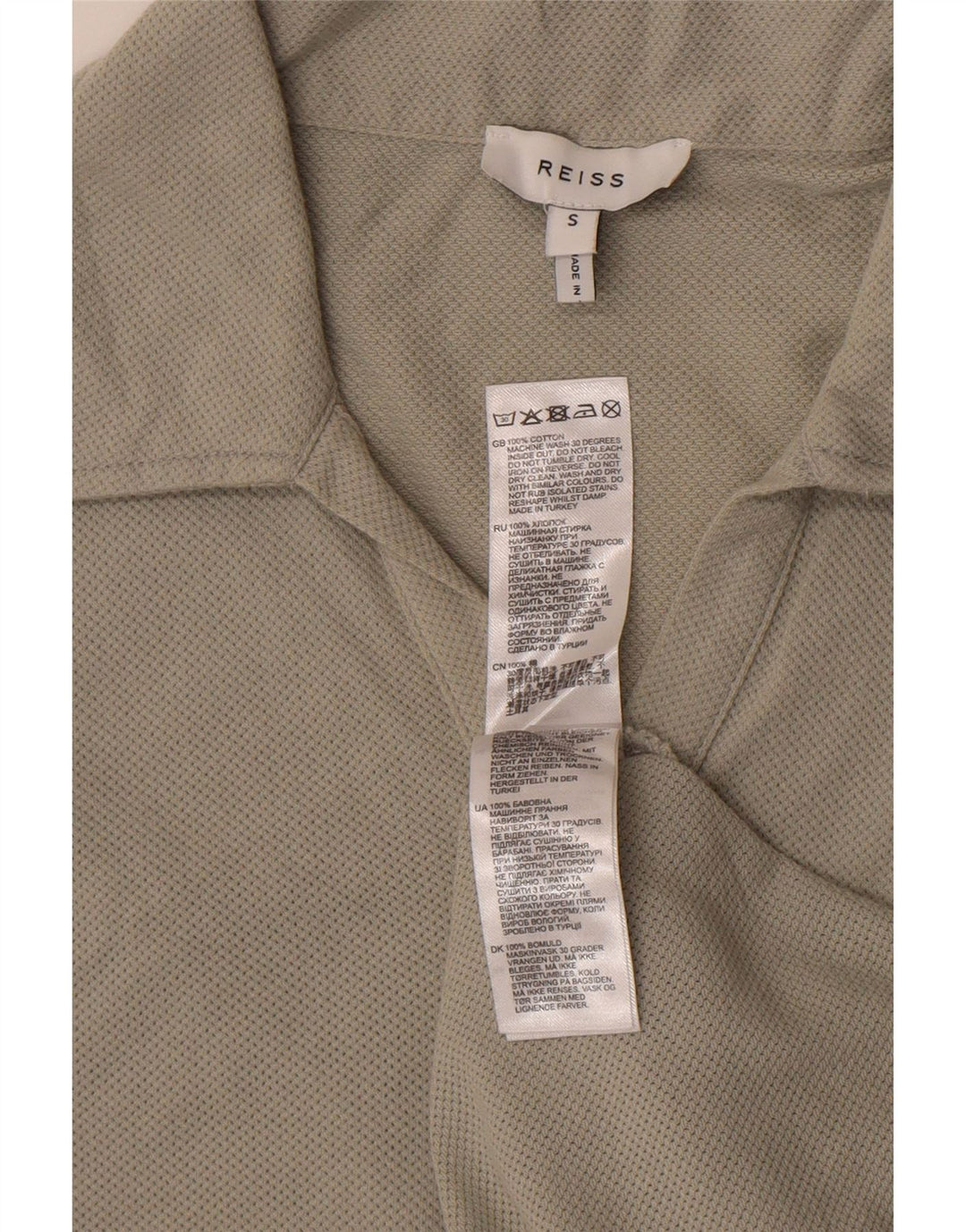 Reiss Mens Polo Shirt Small Grey Cotton