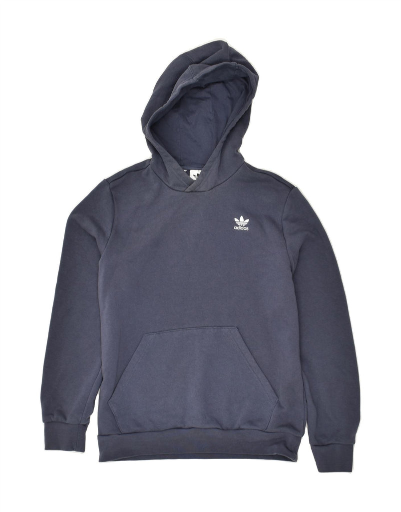 ADIDAS Boys Hoodie Jumper 13-14 Years Navy Blue Cotton | Vintage Adidas | Thrift | Second-Hand Adidas | Used Clothing | Messina Hembry 