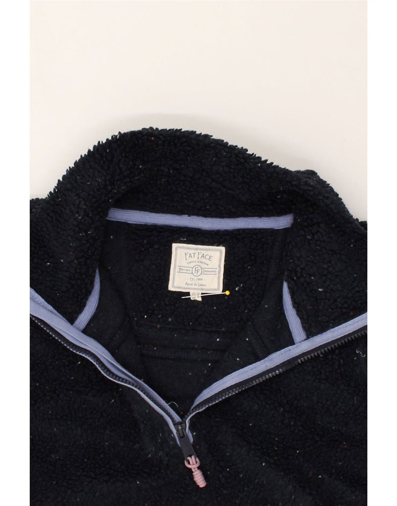 FAT FACE Womens Zip Neck Fleece Jumper UK 12 Medium Navy Blue Flecked | Vintage Fat Face | Thrift | Second-Hand Fat Face | Used Clothing | Messina Hembry 