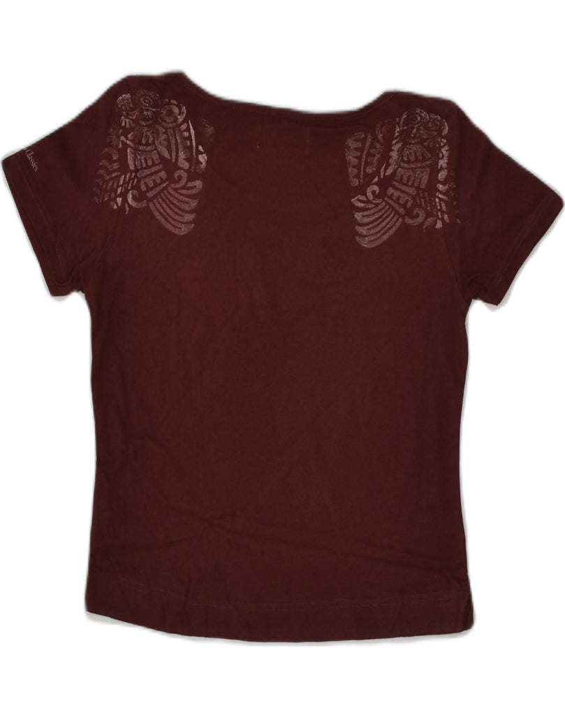 MARLBORO CLASSICS Womens T-Shirt Top UK 12 Medium Burgundy Cotton | Vintage Marlboro Classics | Thrift | Second-Hand Marlboro Classics | Used Clothing | Messina Hembry 