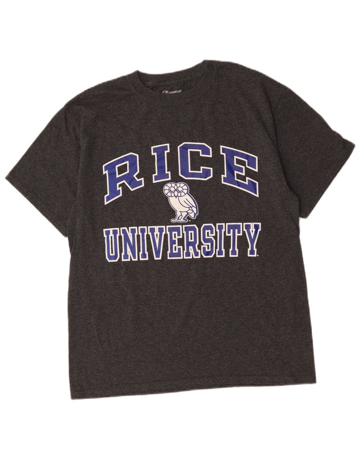 Champion Mens Rice University Graphic T-Shirt Top Medium Grey Cotton
