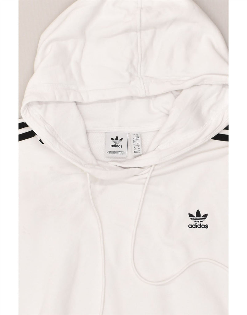 ADIDAS Womens Crop Oversized Hoodie Jumper UK 6 XS  White Cotton | Vintage Adidas | Thrift | Second-Hand Adidas | Used Clothing | Messina Hembry 