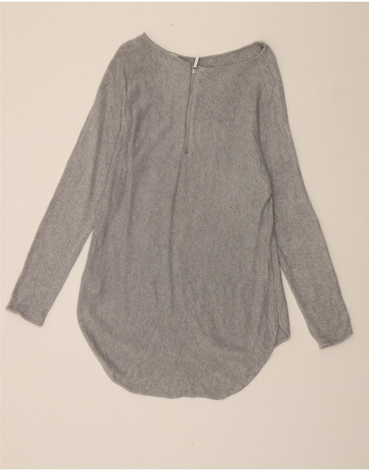 MICHAEL KORS Womens Longline Boat Neck Jumper Sweater UK 14 Medium Grey Vintage Michael Kors and Second-Hand Michael Kors from Messina Hembry 