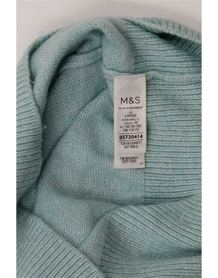Marks & Spencer Womens Turtle Neck Jumper Sweater UK 16 Large Turquoise