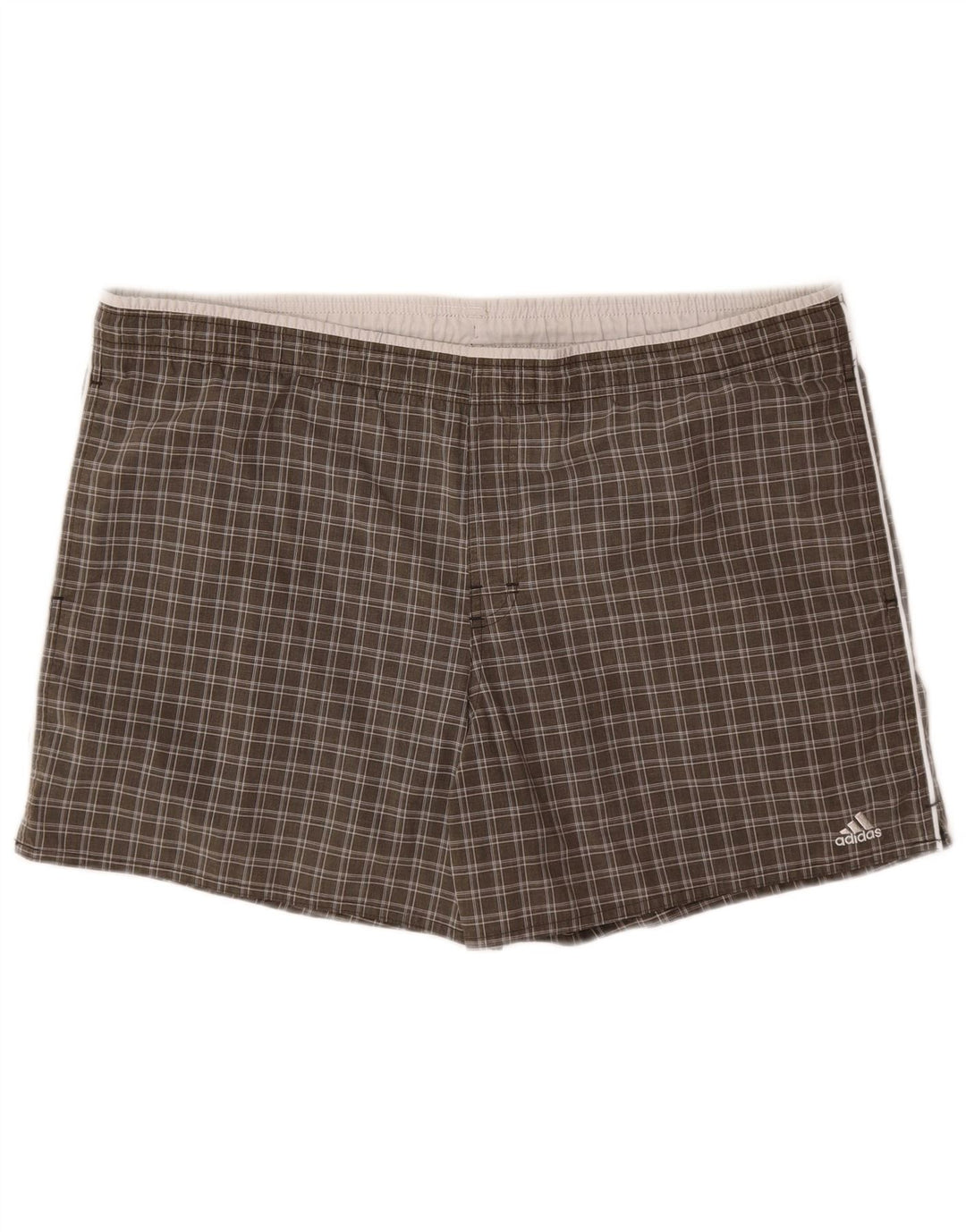 Adidas Mens Swimming Shorts Large Khaki Check Polyester