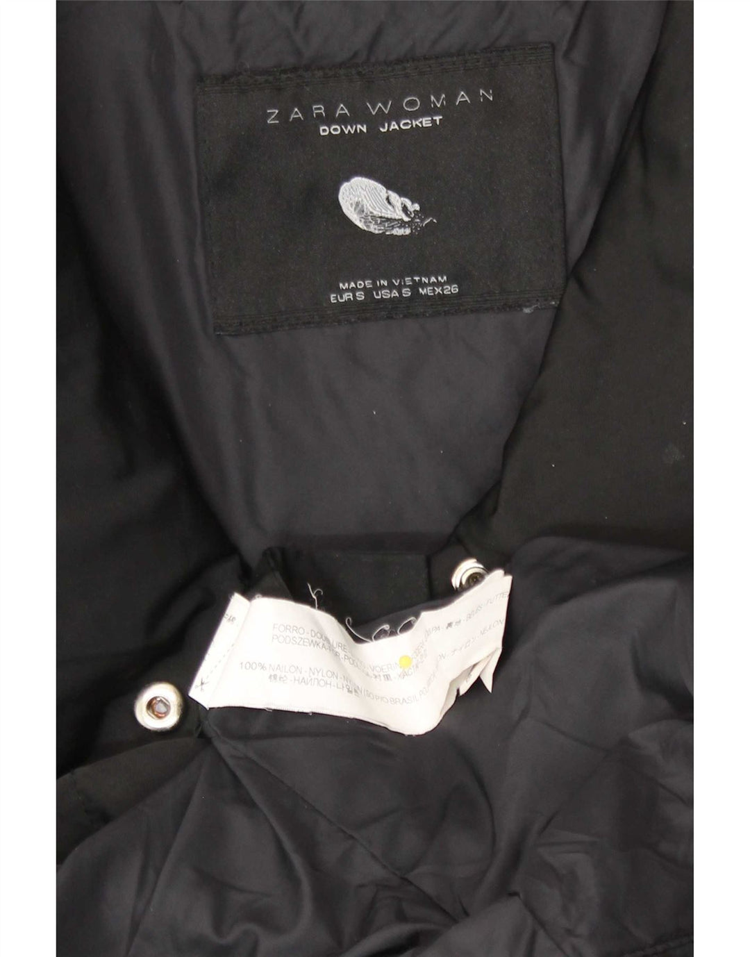 Zara Womens Padded Jacket UK 10 Small Black Nylon