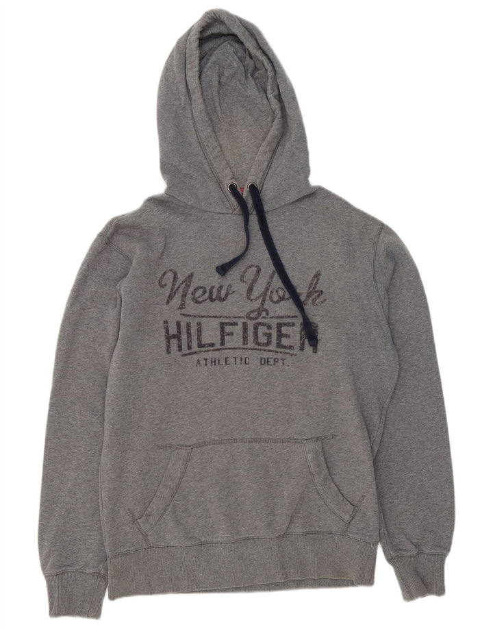 Tommy Hilfiger Mens Graphic Hoodie Jumper Medium Grey Cotton