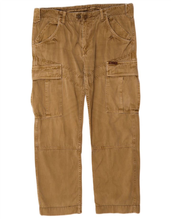 Marlboro Classics Mens Straight Cargo Trousers W34 L28 Khaki Cotton