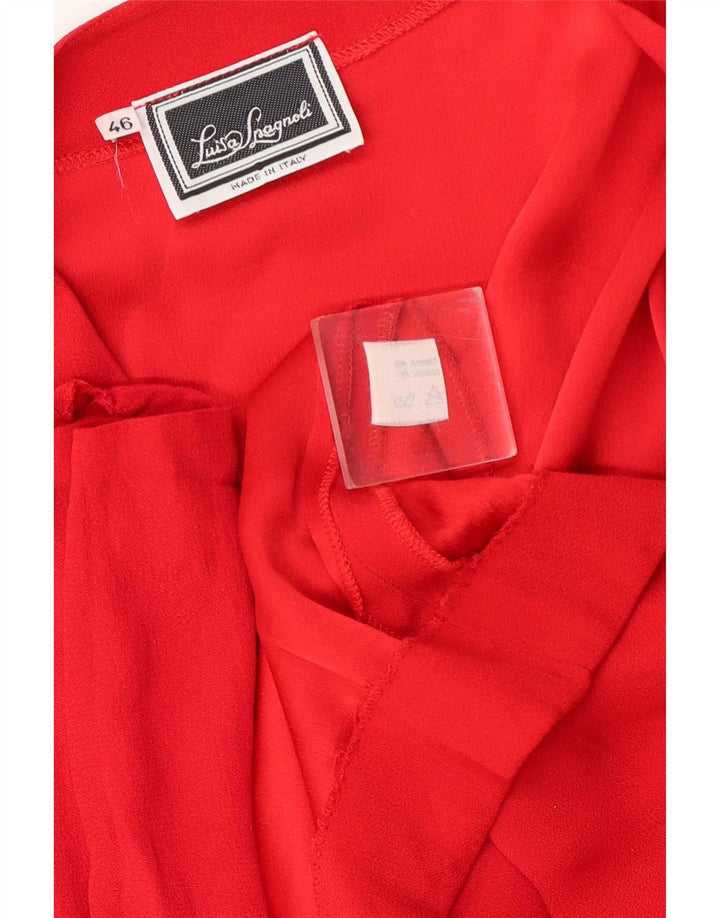Luisa Spagnoli Womens Long Sleeve Wrap Dress IT 46 Large Red Acetate