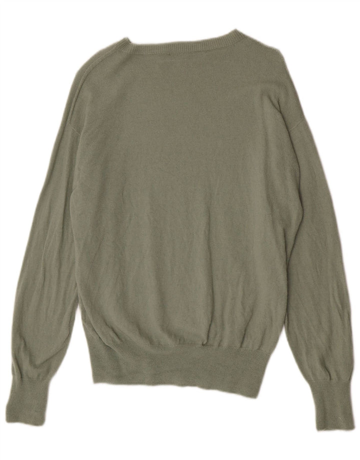 Zara Womens Boat Neck Jumper Sweater UK 14 Medium Khaki Wool