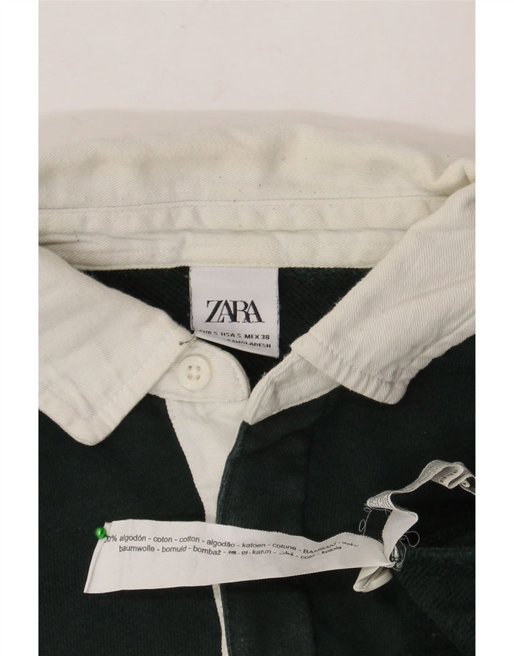 Zara Mens Polo Neck Sweatshirt Jumper Small Green Colourblock
