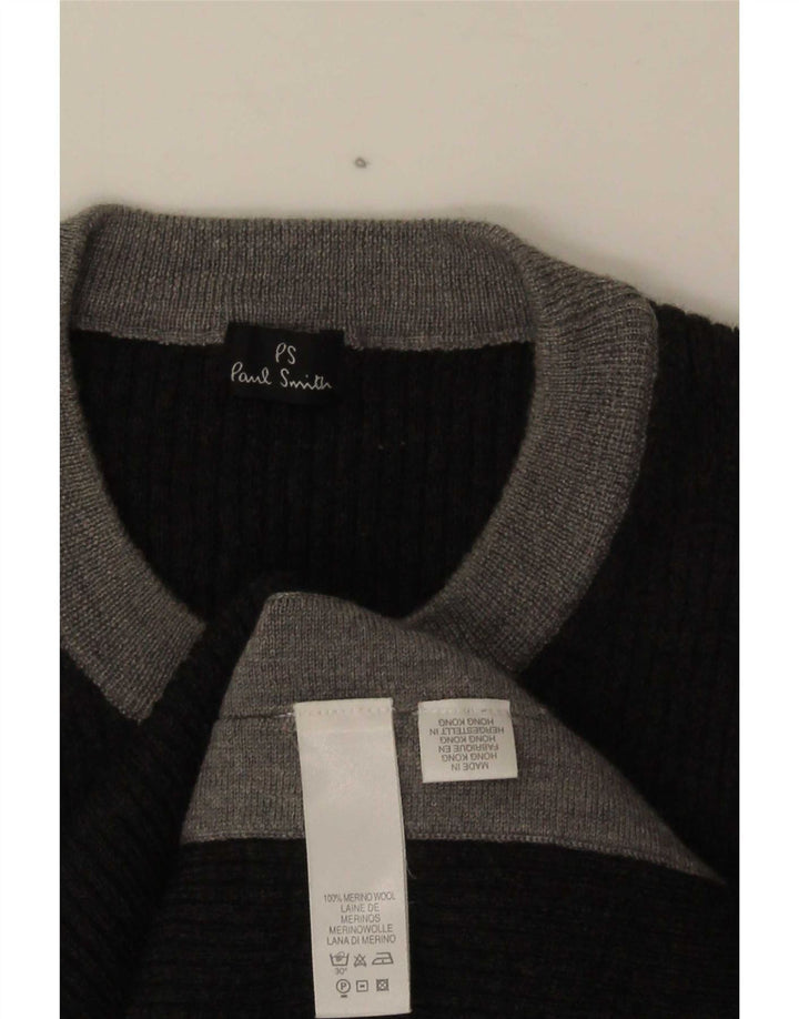 Paul Smith Womens Crew Neck Jumper Sweater UK 12 Medium Grey Colourblock