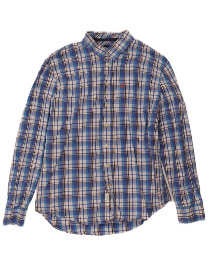 Crew Clothing Mens Tailored Fit Shirt 2XL Blue Check Cotton