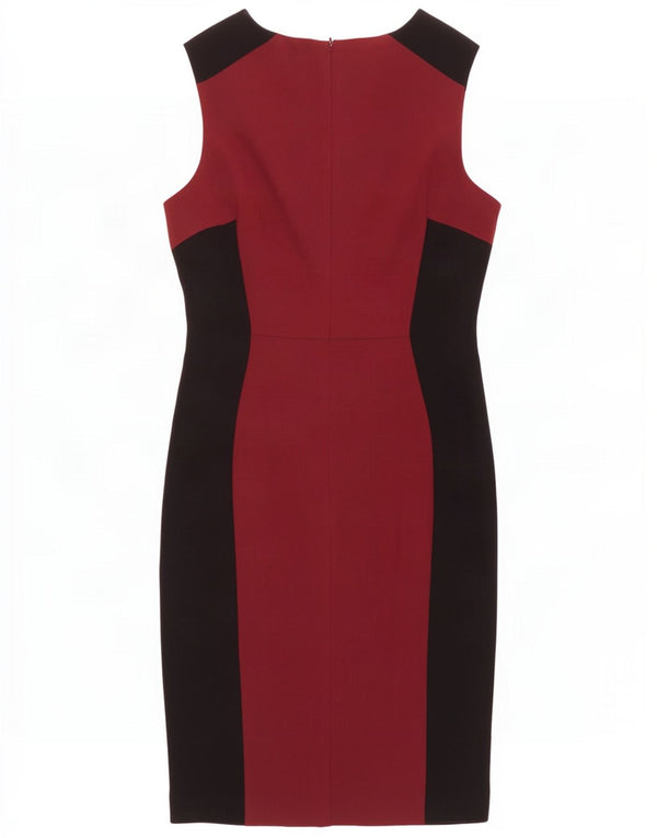 Debenhams Womens Sleeveless Sheath Dress UK 16 Large Burgundy Colourblock