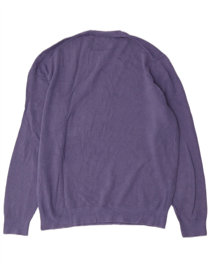 Massimo Dutti Mens Crew Neck Jumper Sweater XL Blue Cotton