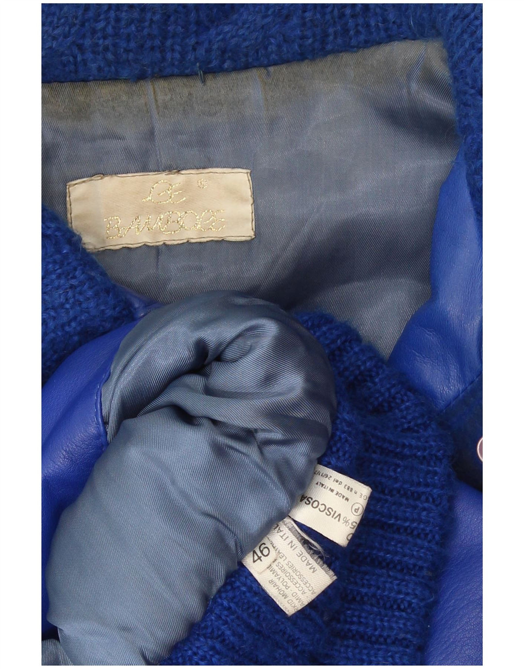 Vintage Womens Leather Jacket IT 46 Large Blue Mohair