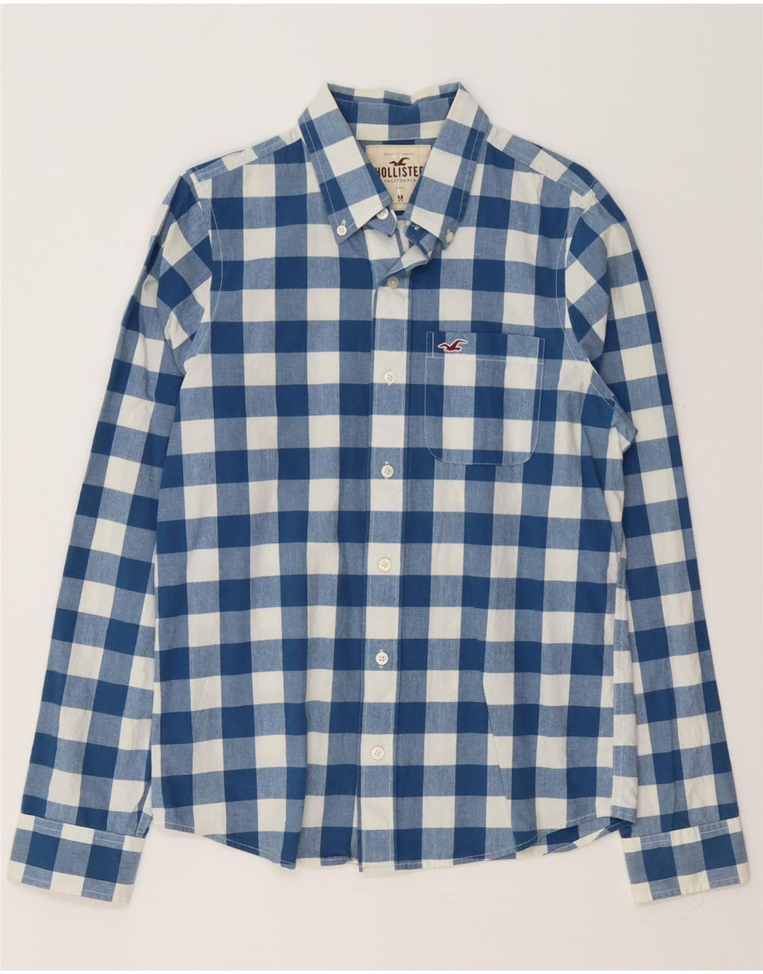Hollister Mens Shirt Medium Blue Gingham Cotton