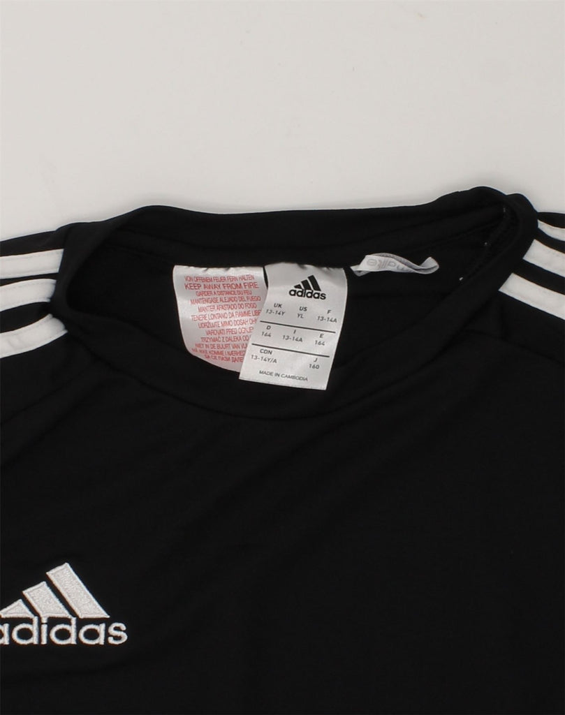 ADIDAS Boys Climalite T-Shirt Top 13-14 Years Black Polyester | Vintage Adidas | Thrift | Second-Hand Adidas | Used Clothing | Messina Hembry 