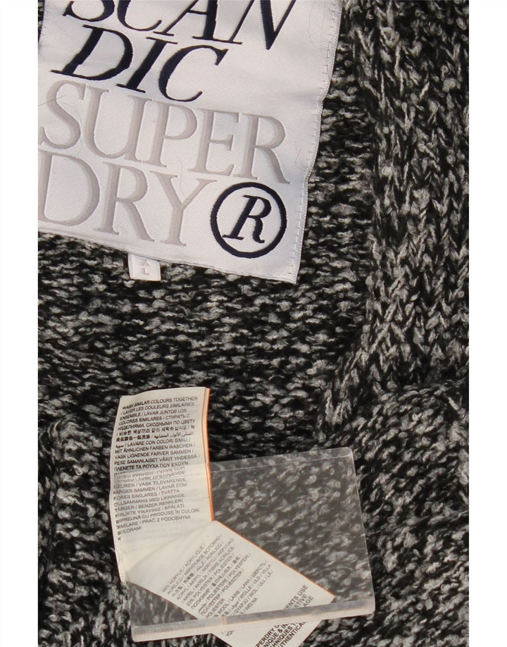 SUPERDRY Womens Oversized Longline Cardigan Sweater UK 18 XL Grey Flecked