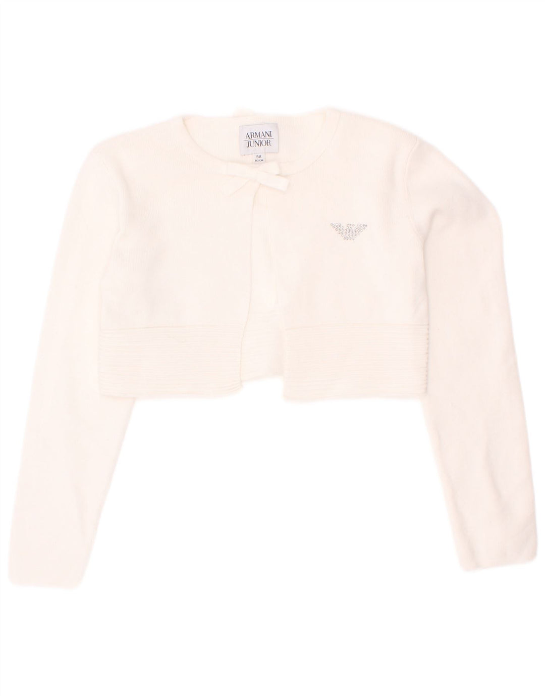 Armani Junior Girls Crop Cardigan Sweater 4-5 Years White