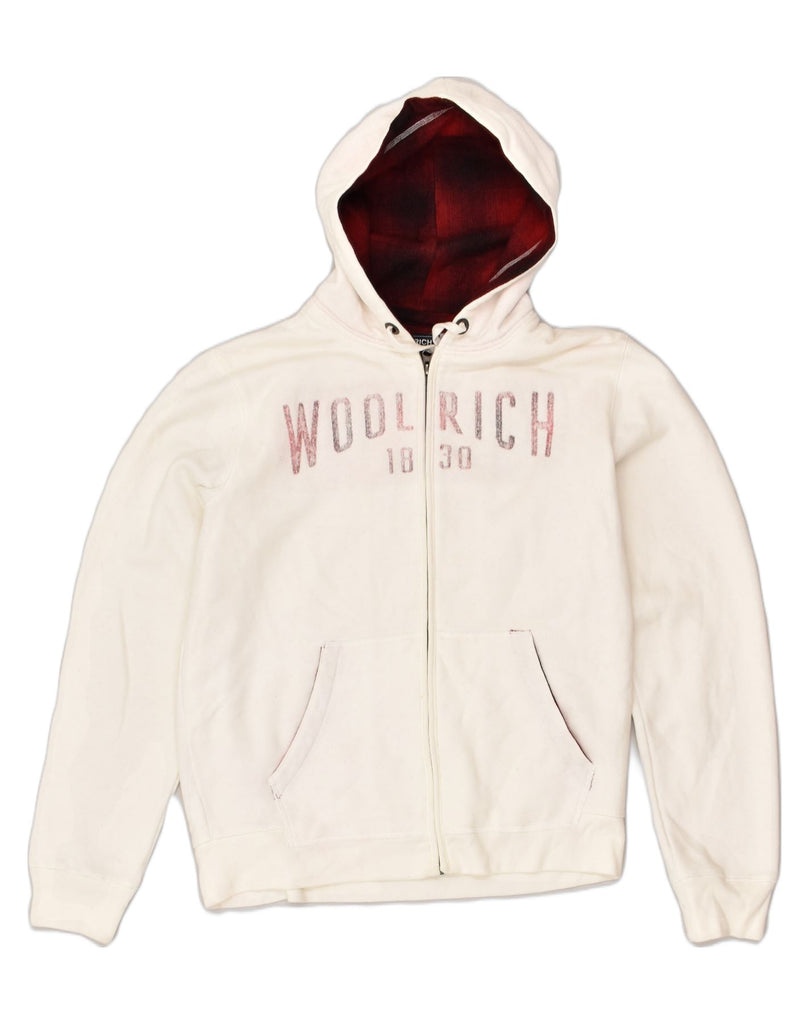 WOOLRICH Mens Zip Hoodie Sweater Large White | Vintage Woolrich | Thrift | Second-Hand Woolrich | Used Clothing | Messina Hembry 