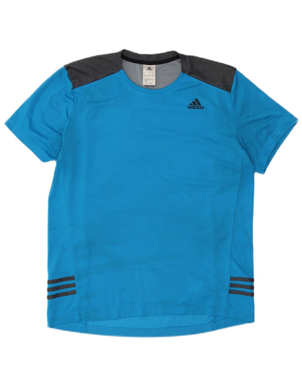 Adidas Mens T-Shirt Top Large Blue Colourblock Polyester