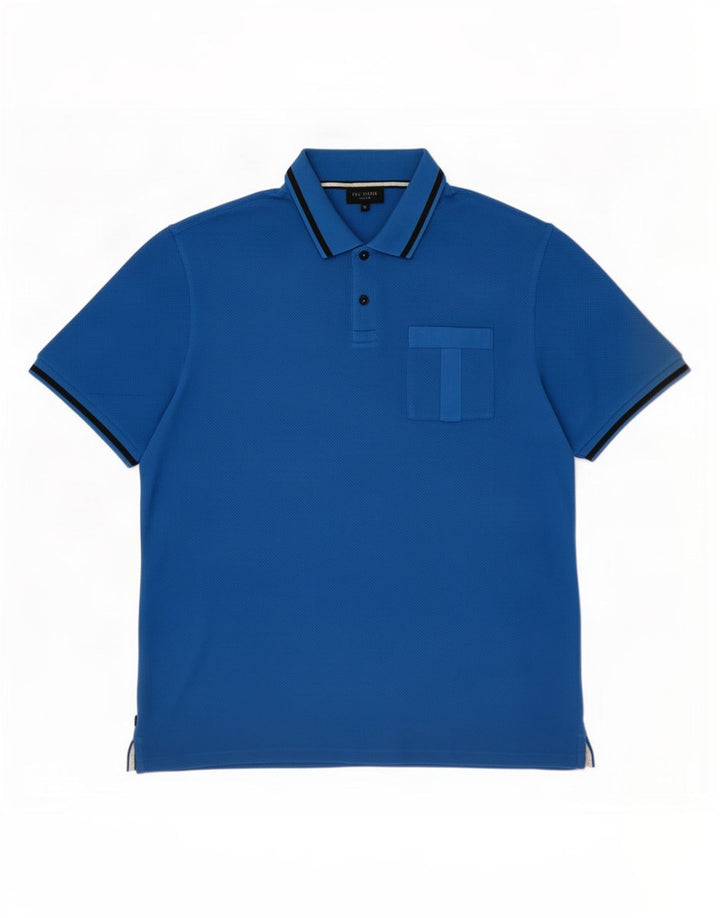 Ted Baker Mens Polo Shirt Size 6 2XL Blue Cotton