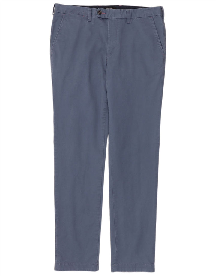 TED BAKER Mens Straight Suit Trousers W32 L32 Blue Cotton