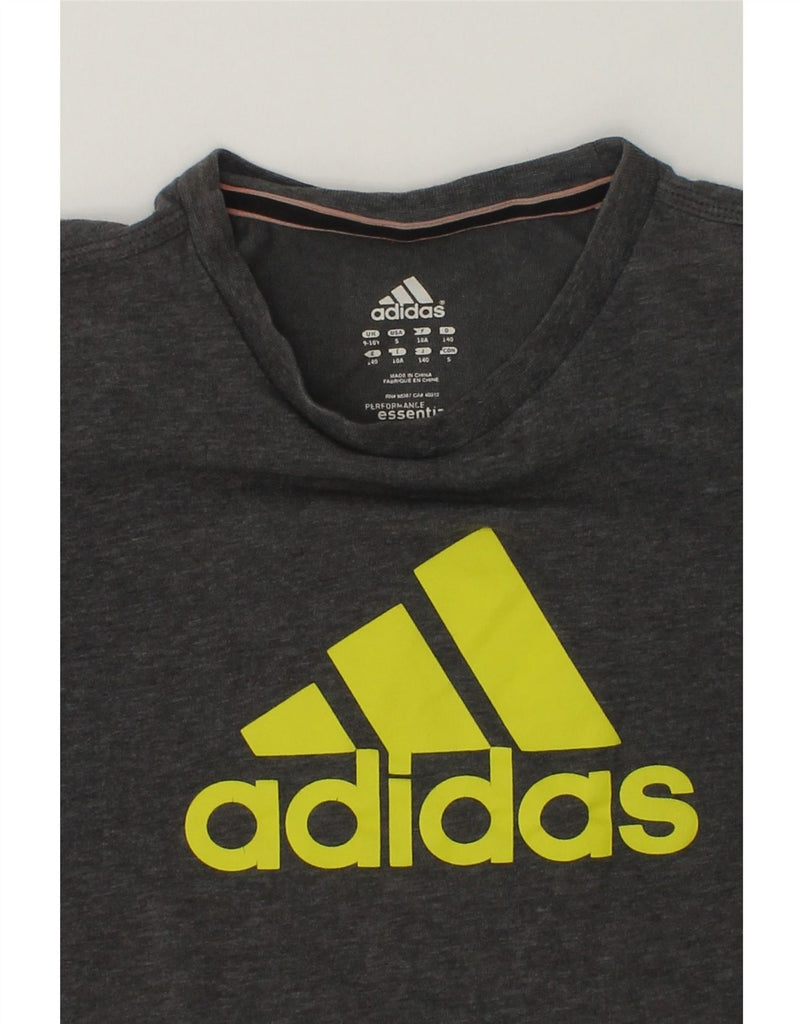 ADIDAS Girls Graphic T-Shirt Top 9-10 Years Grey Cotton | Vintage Adidas | Thrift | Second-Hand Adidas | Used Clothing | Messina Hembry 