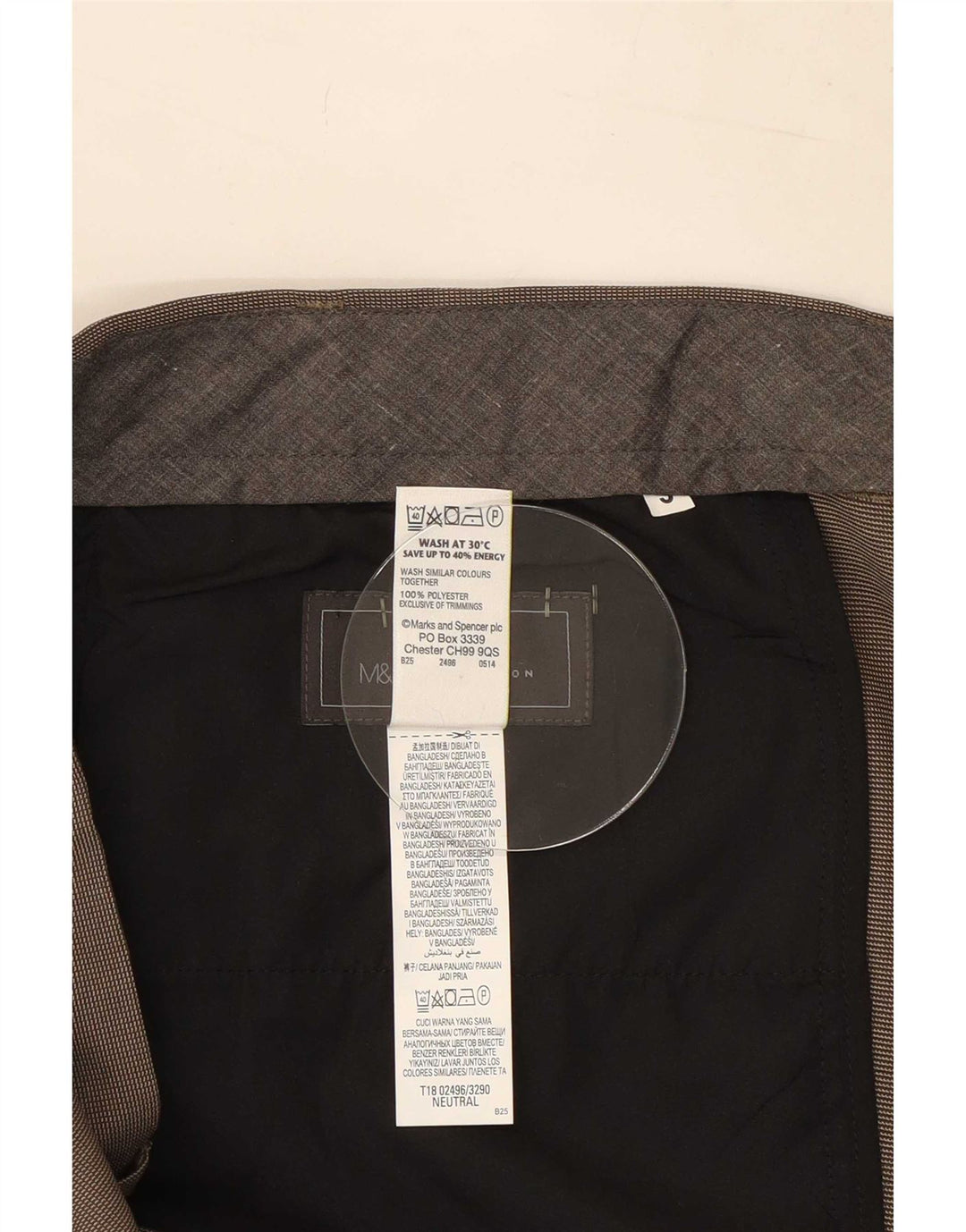Marks & Spencer Mens Regular Fit Suit Trousers W40 L31 Brown Polyester