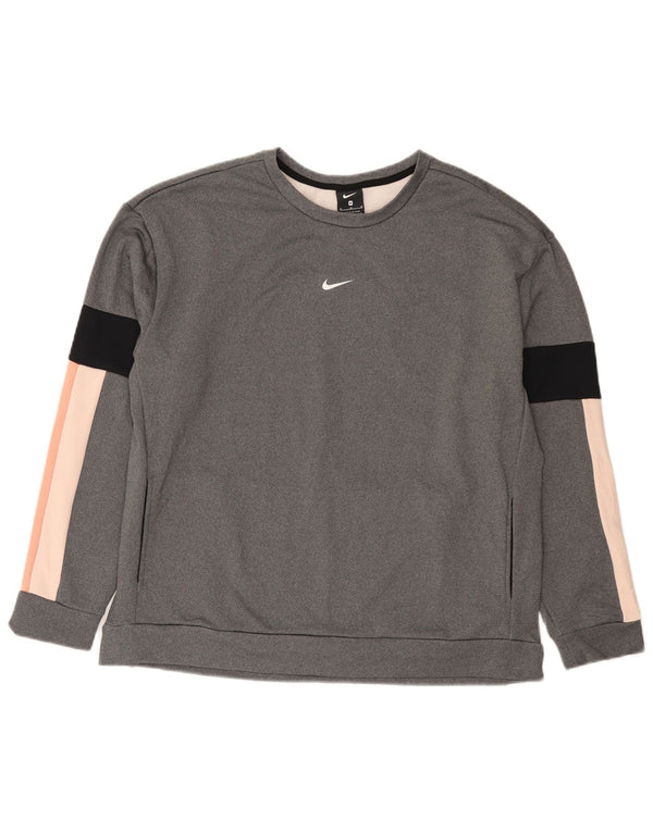 Nike Mens Sweatshirt Jumper Medium Grey Colourblock Polyester