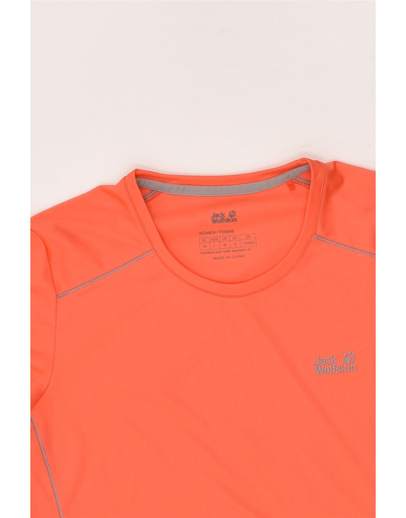 JACK WOLFSKIN Womens T-Shirt Top UK 12 Medium Orange Polyester | Vintage Jack Wolfskin | Thrift | Second-Hand Jack Wolfskin | Used Clothing | Messina Hembry 