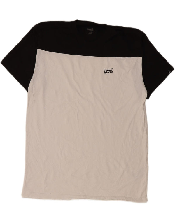 Vans Mens T-Shirt Top Large White Colourblock Cotton